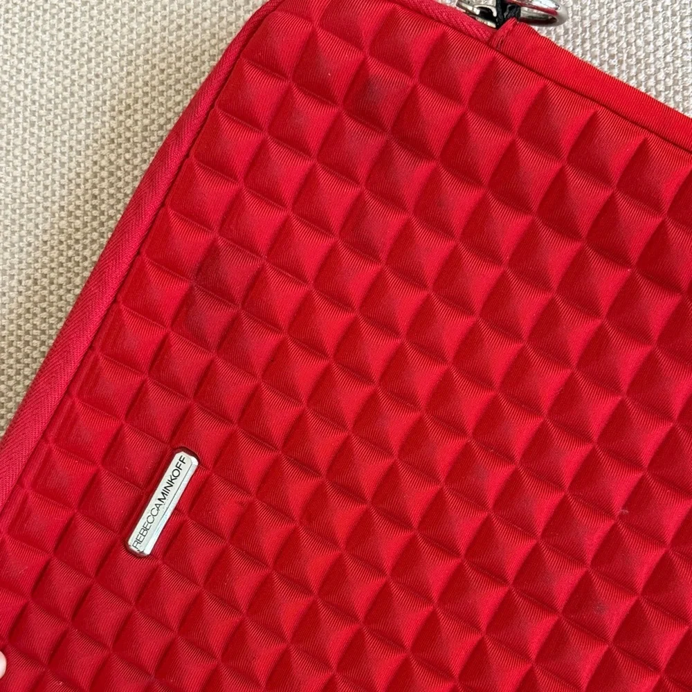 Rebecca Minkoff Red Quilted Laptop Sleeve Padded Designer Tech Case